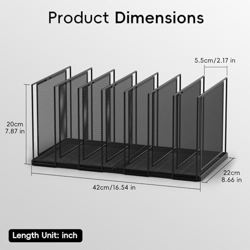 File Organizer for Desk, 7-Section Vertical File Sorter, Paper Holder Organizer Standing Metal File Folder for Office Home Classroom, Black - color: Black, size: 1 Pack 7-Section