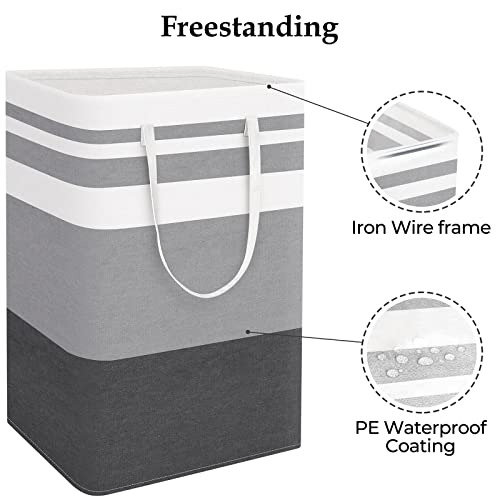 StorageRight Large Collapsible Laundry Basket Hamper with Easy Carry Handles，Freestanding Clothes Hampers for Laundry, Bedroom, Dorm, Towels, Toys, 75L, Gradient Grey - color: Gradient Grey, size: 75L
