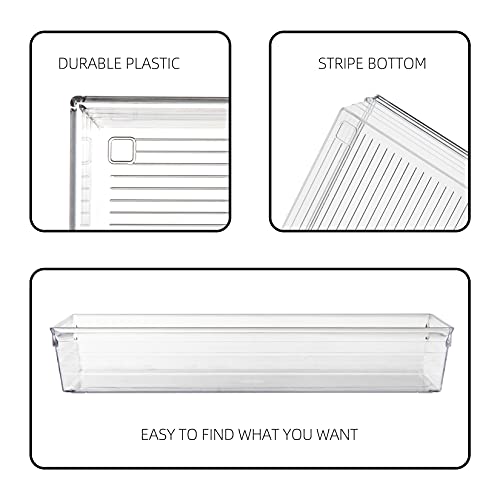 Backerysupply Clear Plastic Drawer Organizer Tray for Vanity Cabinet (9"×6"×2" Set of 4) For Office Bathroom Makeup Drawers - size: 9 in x 6 in x 2 in