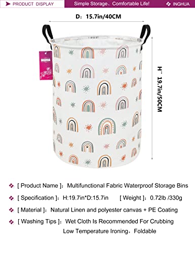 Laundry Hamper Large Canvas Fabric Lightweight Storage Basket/Toy Organizer/Dirty Clothes Collapsible Waterproof for College Dorms, Boys and Girls Bedroom,Bathroom(Star Rainbow) - color: Star Rainbow