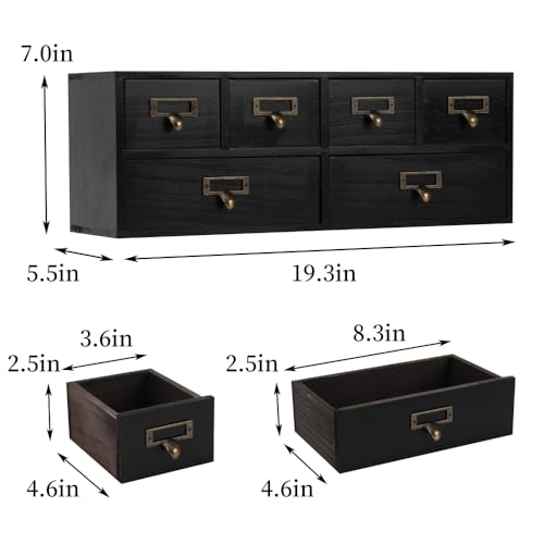 Apothecary Drawers Wooden Storage Box Vintage Wooden Drawers Wood Desktop Organizer Countertop Storage Box Library Card Catalog Cabinet Apothecary Cabinet （BLACK06） - color: BLACK06