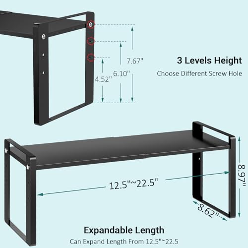 Expandable Cabinet Organizer Shelves, 88lbs High Weight Capacity, Heavy-Duty Metal Storage Rack, Adjustable Cabinet Shelf for Kitchen, Pantry, Cupboard, Under Sink, Black, Patent Pending - color: Black, size: 1 Pack