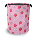Cute Strawberry Laundry Basket,Bow Foldable with Handles Tote Bag Oxford Cloth for Bathroom Bedroom Dirty Clothes Storage Bucket 16" x 20.8" - color: Cute Strawberry Bow