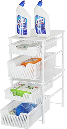 Simple Houseware Stackable 2 Tier Sliding Basket Organizer Drawer, White - color: White, size: 2-Tier
