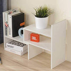 Sorfity Expandable Wood Desktop Bookshelf Desktop Organizer Office Storage Rack Wood Display Shelf - Free Style Display True Natural Stand Shelf Rack Assemble - color: White