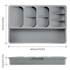 Expandable Silverware Drawer Organizer Tray, Adjustable Utensil Holder for Kitchen Drawers, BPA-Free Plastic Cutlery and Flatware Storage Divider