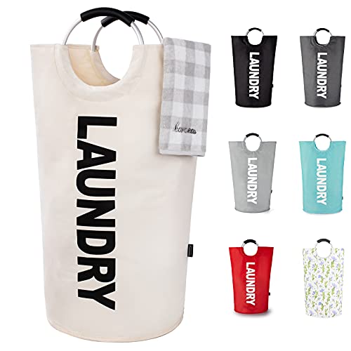 Caroeas 90L Laundry Basket (13 Colors), Waterproof Laundry Hamper, Laundry Bag with Padded Handles, Clothes Hamper, Collapsible Laundry Basket Easy Storage - color: Beige, size: 90L
