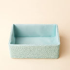 Storage Baskets Set 4 - Stackable Woven Basket Paper Rope Bin, Storage Boxes for Makeup Closet Bathroom Bedroom (Light Green) - color: Light Green