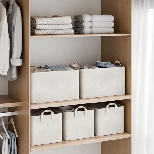 StorageWorks Storage Bins, Shelves Baskets for Organizing, Large Fabric Closet Organizers with Handles, Metal Frame, Beige-Cotton-linen, 2-Pack - color: Beige（Cotton-linen）, size: 16 ½" L x 12" W x 10 ¼" H