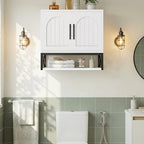 DreamDashio Bathroom Cabinet Wall Mounted with Doors, Adjustable Shelves and Open Shelf, Medicine Cabinet Over The Toilet, Wall Cabinet, Storage Cabinet for Bathroom, Laundry Room, Toilet, White - size: 23.6"H x 23.6"W x 9.8"D