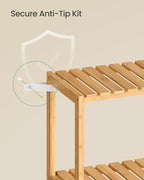 SONGMICS Bamboo Storage Shelf, 3-Tier Shelving Unit, Multifunctional, in The Entryway, Bathroom, Living Room, Balcony, Kitchen, 10.2 x 23.6 x 26 Inches, Light Bamboo UBCB33Y - color: Light Bamboo, size: 3 Tiers (10.2"D x 23.6"W x 26"H)
