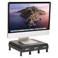 Mind Reader Monitor Stand, Laptop Riser, Desktop Organizer, Storage Drawer, Office, Plastic, 13.5"L x 13"W x 4"H, Black - size: 1 Pack