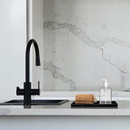 Bathroom Sink Countertop Vanity Organizer Tray, Silicone Kitchen Organizer Soap Tray, Organizer Counter Tray for Jewelry Perfume Cosmetics Keys - Black Silicone Rectangular 11.7”