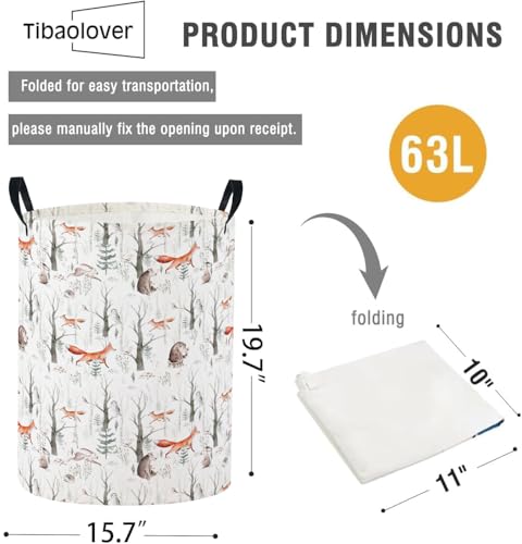 Baby Laundry Basket Baby Nursery Hamper Kids Laundry Basket Toy Storage Bin for Boys Room Decor Gift Baskets for Bedroom Bathroom(Forest Animal) - color: Forest Animal