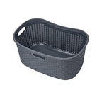 Mind Reader 40L Laundry Basket, Clothes Hamper, Wicker Design, Plastic, 23"L x 14.5"W x 11"H, Set of 2, Gray - color: Gray