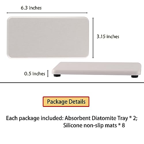 NiuYichee 2 Pcs Water Absorbing Stone Trays, Kitchen/Bathroom Sink Soap Dish, Diatomite Tray Used for Hand Soap & Cosmetic Bottles in The Modern Home, 3.15" W x 6.3" L, White - color: White, size: 6.3" x 3.15"