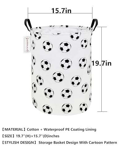 QUEENLALA Large Storage Basket,Laundry Hamper/Bathroom/Home Decor/Collapsible Round Storage Bin,Boys and Girls Hamper/Boxes/Clothing(Round-Football) - color: Round-Football