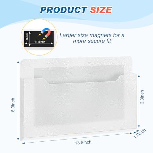 Fuutreo 6 Pcs Magnetic Wall File Organizer Magnetic Wall File Holder Refrigerator Magazine Holder for Mail Letters Paper(Clear,Horizontal-large) - color: Clear, size: Horizontal-Large