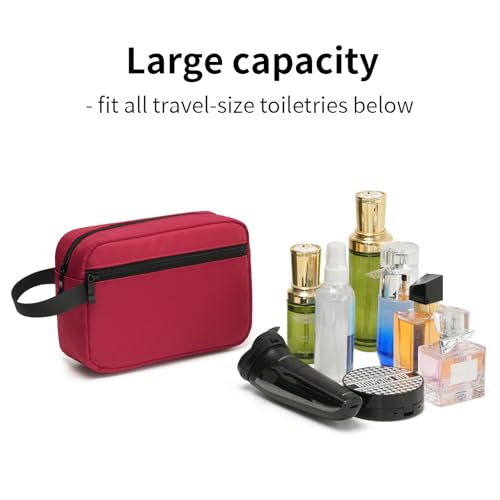 Travel Toiletry Bag, Small Cosmetic Bag, Hanging Water-Resistant Organizer for Men & Women, Ideal for Makeup, Shaving Kit, Gym Essentials & Travel Accessories (Burgundy) - color: Burgundy