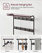 VASAGLE Coat Rack, Hall Tree with Shoe Bench for Entryway, Entryway Bench with Coat Rack, 4-in-1, with 9 Removable Hooks, a Hanging Rod, 13.3 x 28.3 x 72.1 Inches, Charcoal Gray and Black UHSR040B04 - color: Charcoal Gray + Black, size: 28.3"W