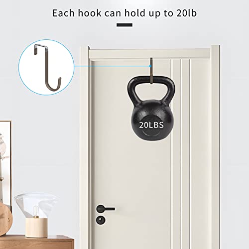 FYY Over The Door Hooks, 4 Pack Door Hangers Hooks with Rubber Prevent Scratches Heavy Duty Organizer Hooks for Living Room, Bathroom, Bedroom Hanging Clothes, Towels, Hats, Coats, Bags Brown - color: A Brown, size: Short, style: 4 Pack