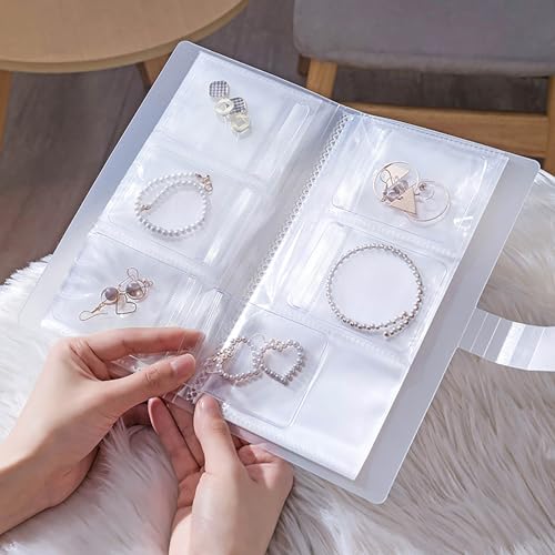84 Pockets Storage Roll with 20 Small Bags, PVC Waterproof Foldable Travel Jewelry Case Organizer Display