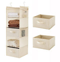 MAX Houser 5 Tier Shelf Hanging Closet Organizer, Cloth Hanging Shelf with 2 Sturdy Hooks for Storage, Foldable (Beige-D2) - color: Beige