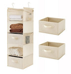 MAX Houser 5 Tier Shelf Hanging Closet Organizer, Cloth Hanging Shelf with 2 Sturdy Hooks for Storage, Foldable (Beige-D2) - color: Beige