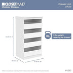 ClosetMaid Modular Storage 68.76-78.78-inch W 4-Drawer 19-Shelf Wood Closet System with Doors, White - color: White