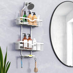 Kadolina Shower Caddy Hanging, Bathroom Shower Rack, Bathroom Organizer with Soap Dish, Over The Showerhead Caddy with Hooks for Razor/Sponge, Soft White (Assembly Required) - color: Soft White