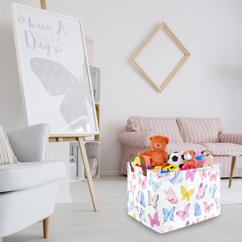Rectangular Butterfly Basket,Girls Basket, Foldable waterproof cute storage basket,Kids Storage Bin,Toy gift Organizer,Girls Room Decor,Butterfly Room Decor,Gift Box(Colorful Butterflies) - color: Colorful Butterflies