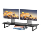 Simple Trending 38 Inch Dual Monitor Stand Riser, Wood and Steel Desktop Organizer for Home Office, Black - color: Black