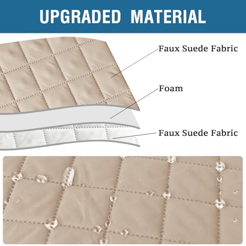 2 Pack Water Resistant Armrest Covers for Chairs and Sofas Couch Arm Covers for Sofa with 3 Pockets for Phone Sofa Arm Protector for Pets, Cats (Apricot) - color: Apricot