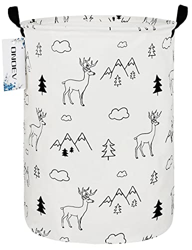 Round Fabric Storage Bin,Decorative Basket,Organizer Basket with Handles,for Clothes Storage,books and sundries(Forest deer), 19.7inch(H) x 15.7inch(D) - color: Forest deer
