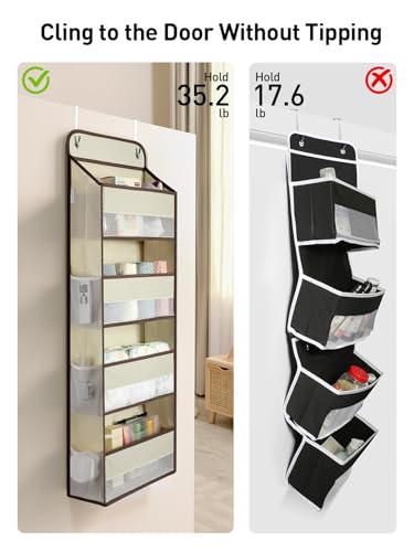 Yecaye Hanging Over the Door Organizer 1 Pack, 35.2lbs Load Toy Stuffed Animal Storage, Swing-proof Bathroom Organizers and Storage for Nursery Newborn Baby Essential Stuff Beige - color: Beige, size: 4 Tier