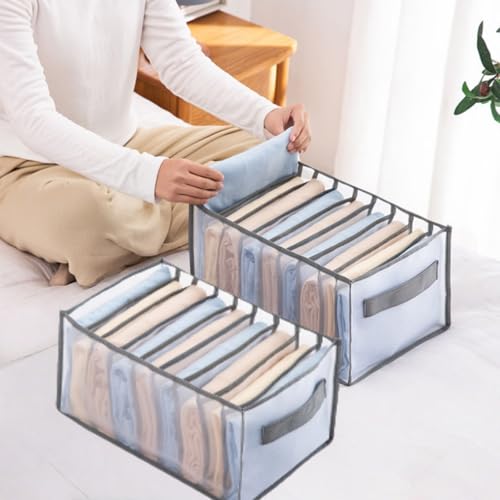 Wardrobe Clothes Organizer 9Grids Visible Closet Organizers Compartment Storage Box with Mesh Separation(grey) - color: Grey, size: 9 Cell