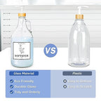 2 Pcs Glass Laundry Detergent Dispenser Bottle, Liquid Laundry Soap Dispenser for Laundry Room, 64oz Detergent Bleach Softener Dispenser for Farmhouse Decor, Includes Bamboo Pumps Tray Funnel Labels