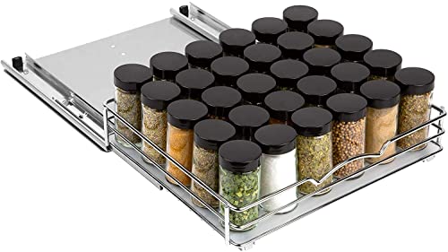 Pull-Out Cabinet Spice Rack Organizer - Slim Slide-Out Storage for Spices, Bottles & Jars, Premium Heavy-Duty Steel, Easy Install for Narrow Kitchen Cabinets - 12 ⅜ W x 10 ⅜ D x 2 ¾ H, Chrome - size: 12 Inch - Single