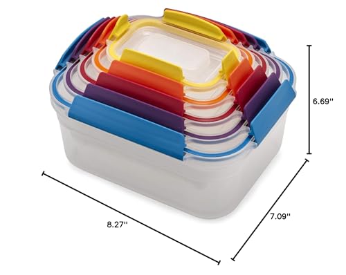 Joseph Joseph Nest Lock Plastic BPA Free Food Storage Container Set with Lockable Airtight Leakproof Lids, 10-Piece, Multi-Color - color: Multicolor, size: Rectangular, style: 10pc