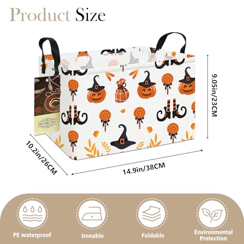 HUNRUNG Rectangle Storage Basket Cute Canvas Organizer Bin for Pet/Children Toys, Books, Clothes Perfect for Rooms/Playroom(REC-Candy Pumpkin) - color: REC-Candy Pumpkin