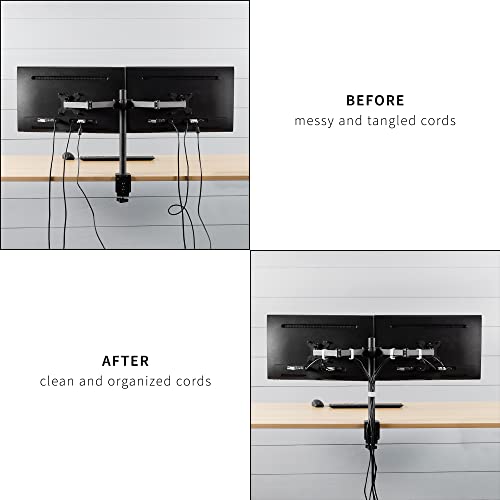VIVO Cable Management Clips for Desk Monitor Stands, Computer Office Workstation Cord Organization Kit, 1 Pole Clip and 4 Arm Clips, Set of Monitor Mount Wire Holder Hooks, White, PT-SD-WC05CW - color: White