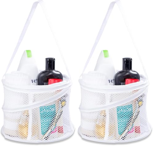 Handy Laundry Foldable Shower Caddy - Collapsible, Portable, Drainage Hole, Carry Handle, Large Compartments, Great Organizer for Camp, Travel, Gym, and Dorm (White) (Pack of 2) - color: White, size: Small (Pack of 2)