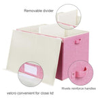 122L Large Toy Box Chest with Lid, Foldable Toy Storage Organizer Bin Boxes with Removable Divider for Kids, Boys, Girls, Nursery, Playroom, 26"x17" x17"(Linen Pink) - color: Extra Large Pink