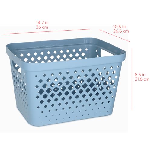 Glad Plastic Storage Basket Set, Value Pack of 6 | Open Storage Bins for Shelves, Bathroom, Pantry, Closet | Nesting Organizer Boxes with Handles, 4 Gallon, Marina Blue - color: Marina Blue, size: 4 Gallon