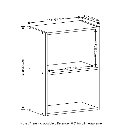 Furinno Luder Bookcase / Book / Storage, French Oak - color: French Oak, size: 2-Tier, 9 x 16 x 21