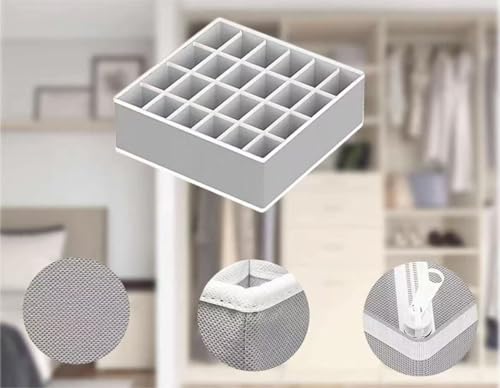 4 Piece Drawer Organiser,Collapsible Non-Woven Sorting Box,Closet Divider For Underwear,Socks,Bras,Ties (Grey) - color: Grey