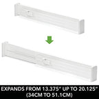 mDesign Expandable Dresser Drawer Divider with Foam Ends, Drawer Divider Locks in Place, Separators for Clothing and Accessories in Closet or Dresser Drawer, Ligne Collection, 4 Pack, White