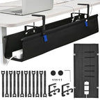 36" Under Desk Cable Management Tray- Clamp/Screw Mount Desk Cable Organizer Cable Tray Hiders for Office&Home - size: 36"L x 5.5"W