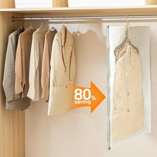 Hanging Vacuum Storage Bags – 2 Pack (1 Long, 1 Short) Hanging Vacuum Seal Bags for Clothing, Closet Organizer Space Saver for Suits, Jackets & Coats - size: 2 Combo