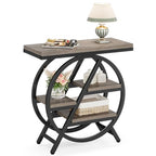 LITTLE TREE End Table, Narrow Side Table with 4-Tier Large Storage Space, Modern Bedside Table for Living Room, Home Office, Bedroom, Grey - color: Grey